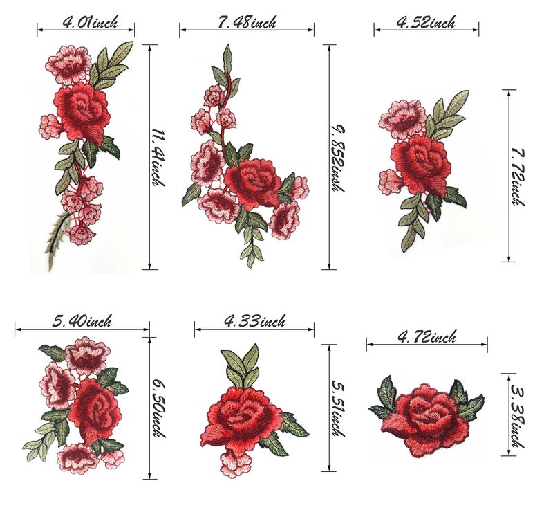 Banfeng 12pcs Rose Embroidered Lace Flower Applique Patches for Arts Crafts DIY Decor, Jeans, Jackets, Clothing, Bags - Image 2